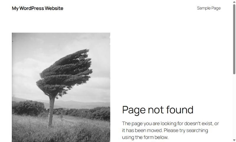 WordPress Page not found screen shown after visiting wp-admin on a site with a hide login plugin active